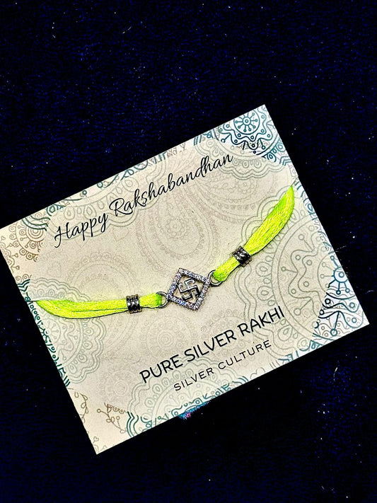 Swastik Pure Silver Rakhi – A Sacred Symbol of Blessings & Protection