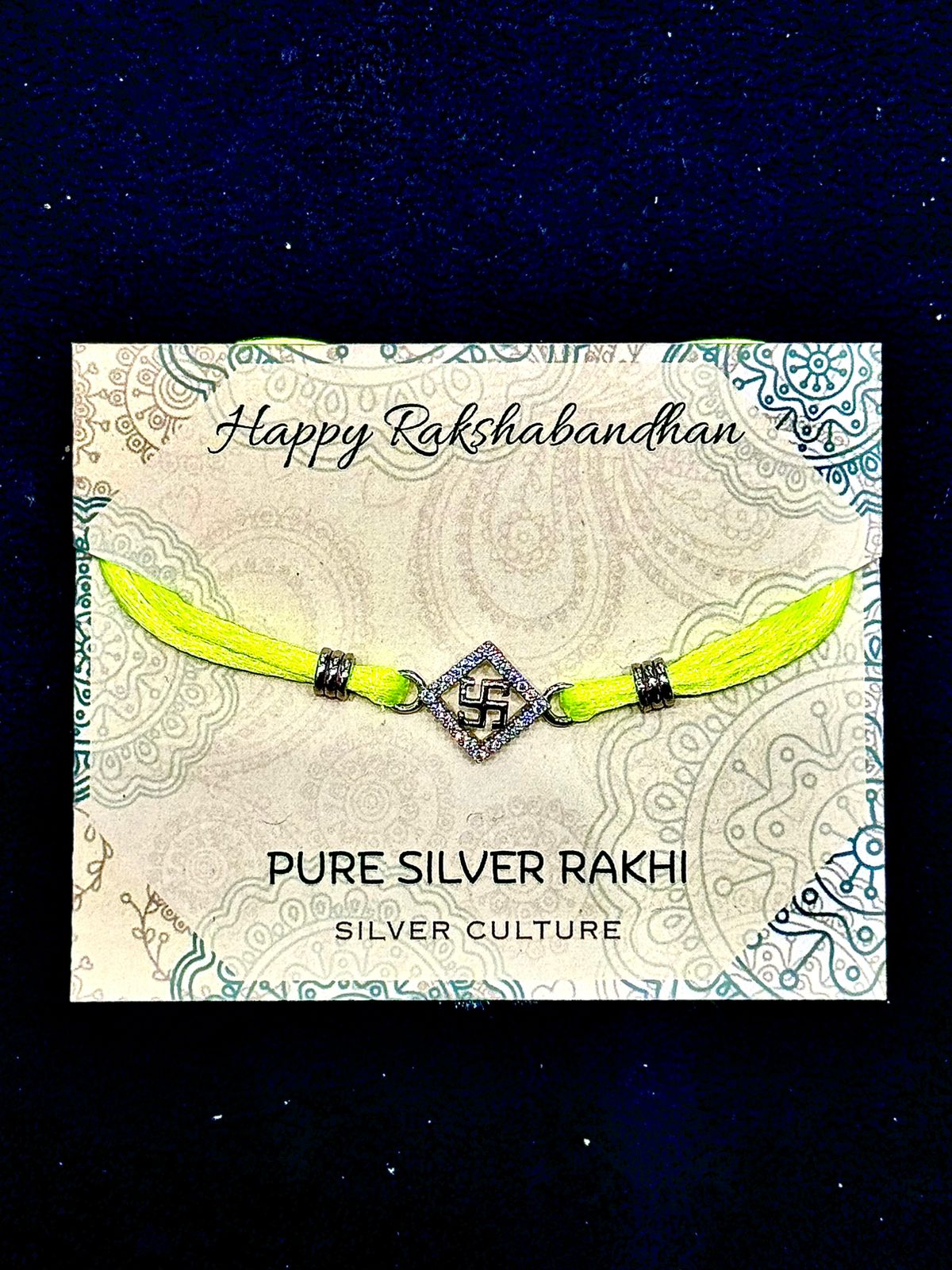 Swastik Pure Silver Rakhi – A Sacred Symbol of Blessings & Protection