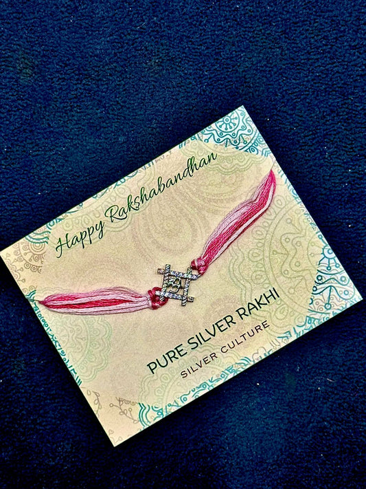 Swastik Pure Silver Rakhi – Gracefully Traditional, Spiritually Strong