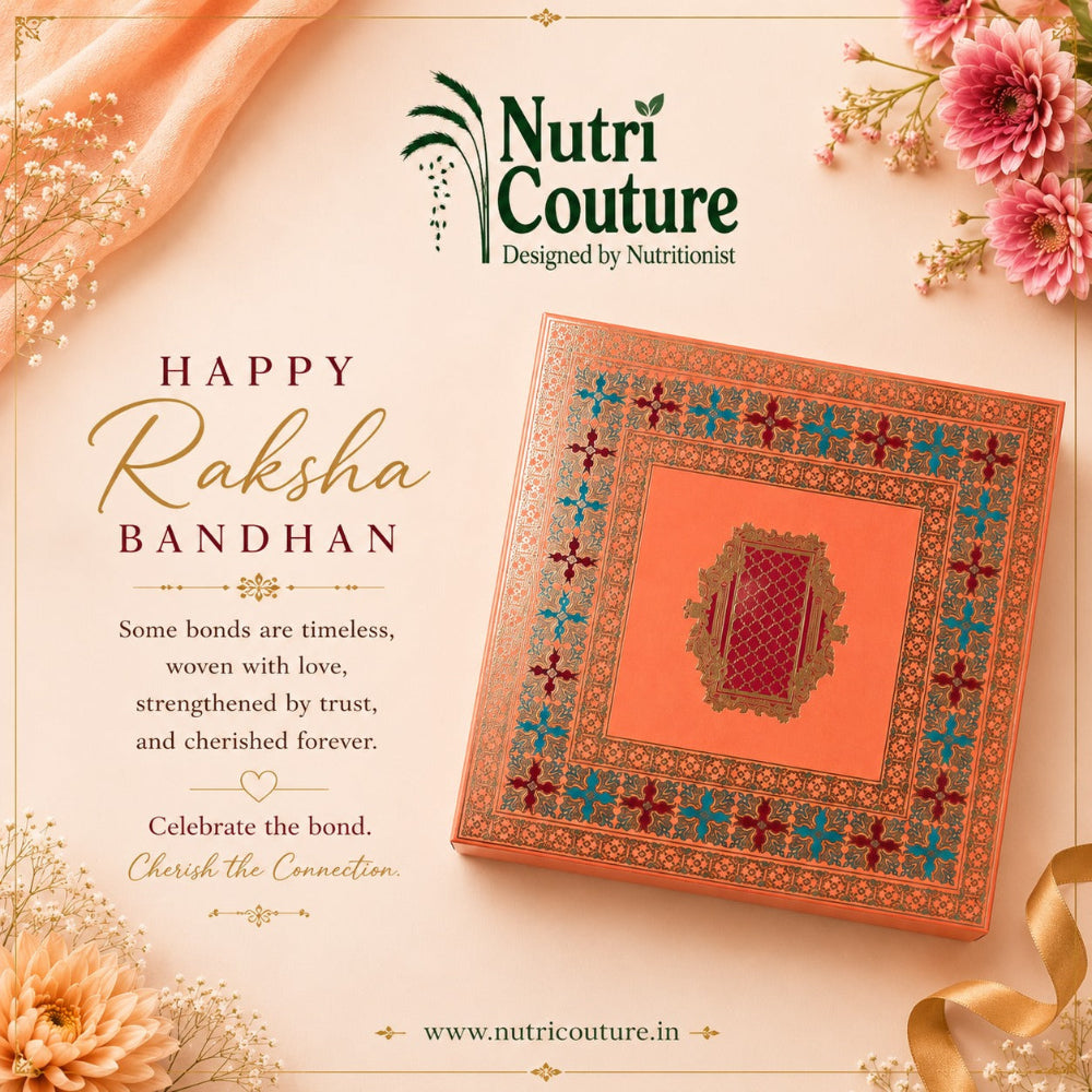 Nutri Couture Rakhi Hamper Box 5 in 1 Laddu & Trail Mix Combo- NCD#8