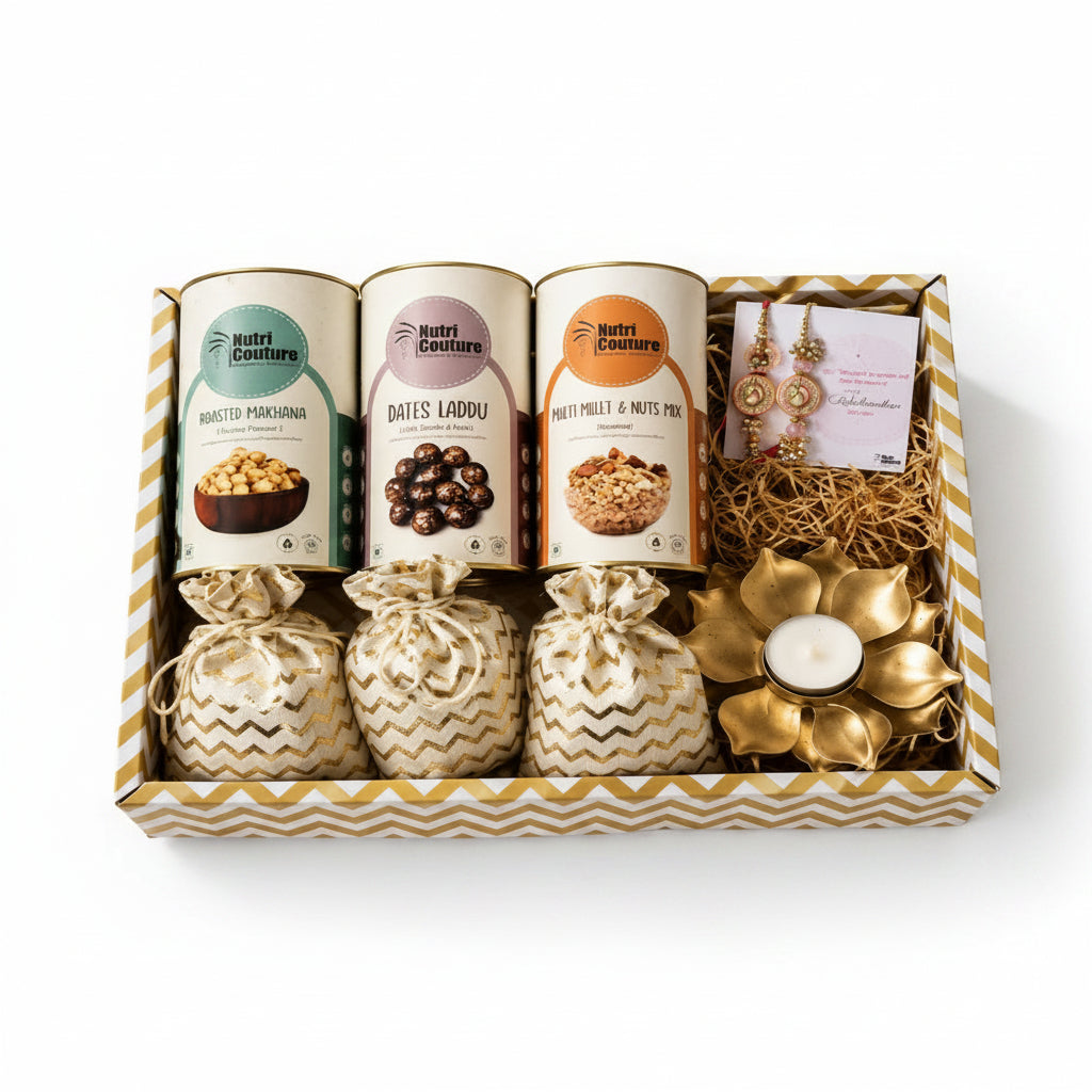Nutri Couture Rakhi Hamper Box Kuch Meetha Kuch Namkeen Premium Hamper- NCR26.8