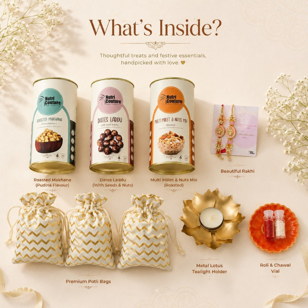 Nutri Couture Rakhi Hamper Box Kuch Meetha Kuch Namkeen Premium Hamper- NCR26.8