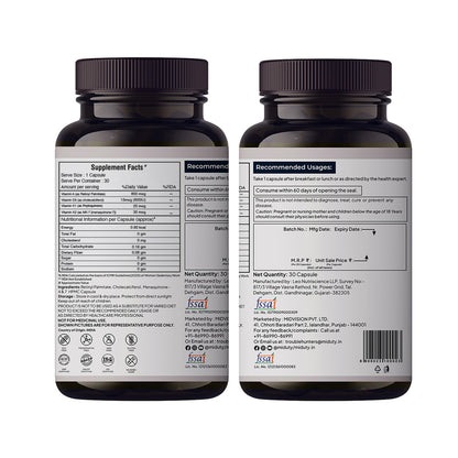 Miduty Vitamin ADK | D3 + K2 + K1 + A For Eyes, Immunity, Bones Care - 30 Capsules