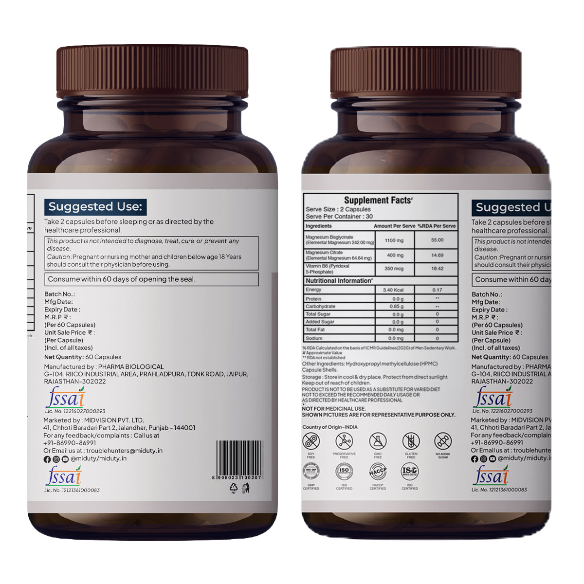 Miduty Chelated Magnesium Bisglycinate (Glycinate)