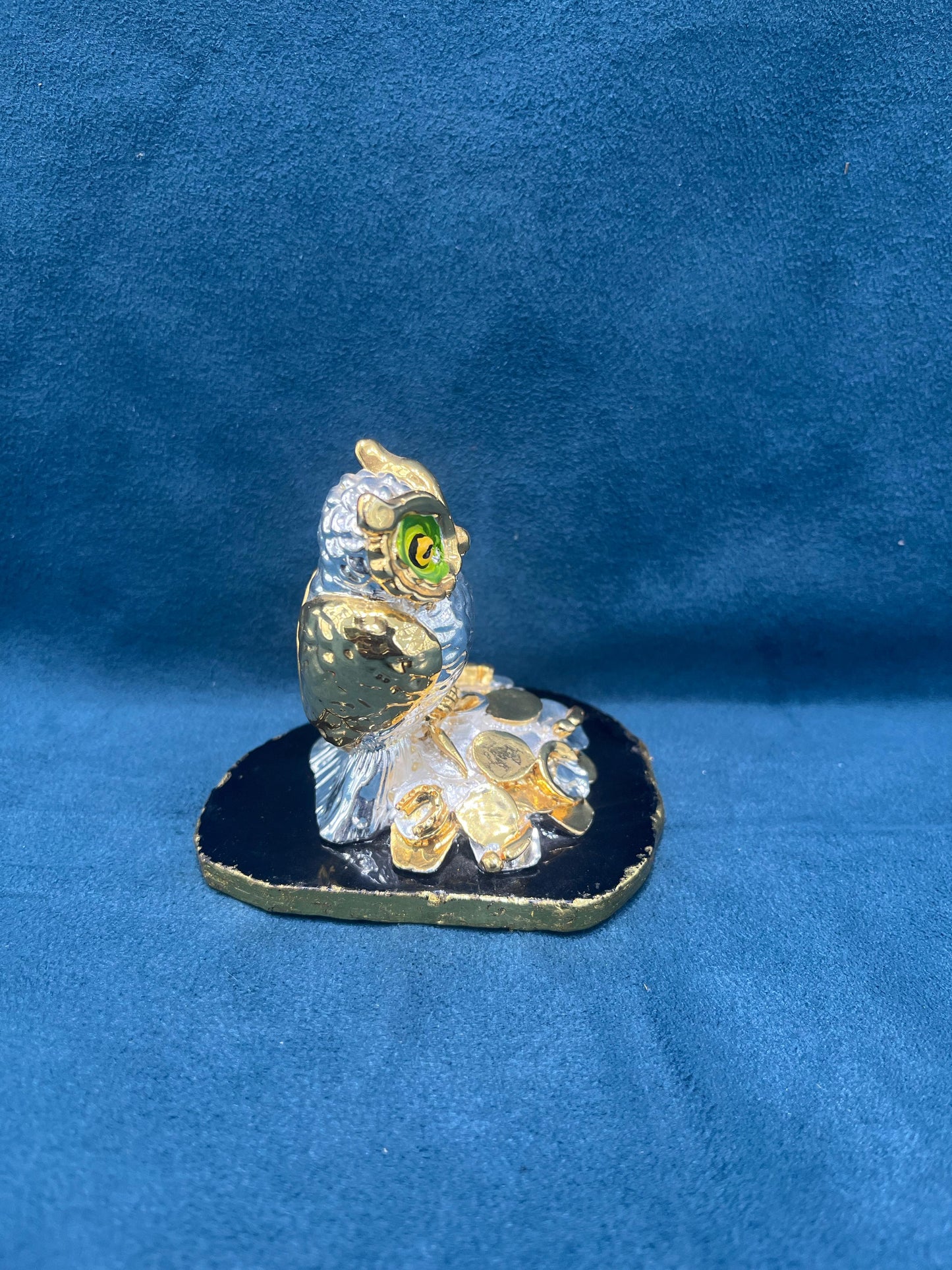 999 Electroplated Silver on Polyresin Owl (Silver with Gold)