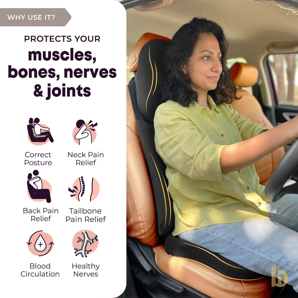 Betterhood Car Seat Cushion 3 in 1 Combo – Backrest, Headrest and Seat