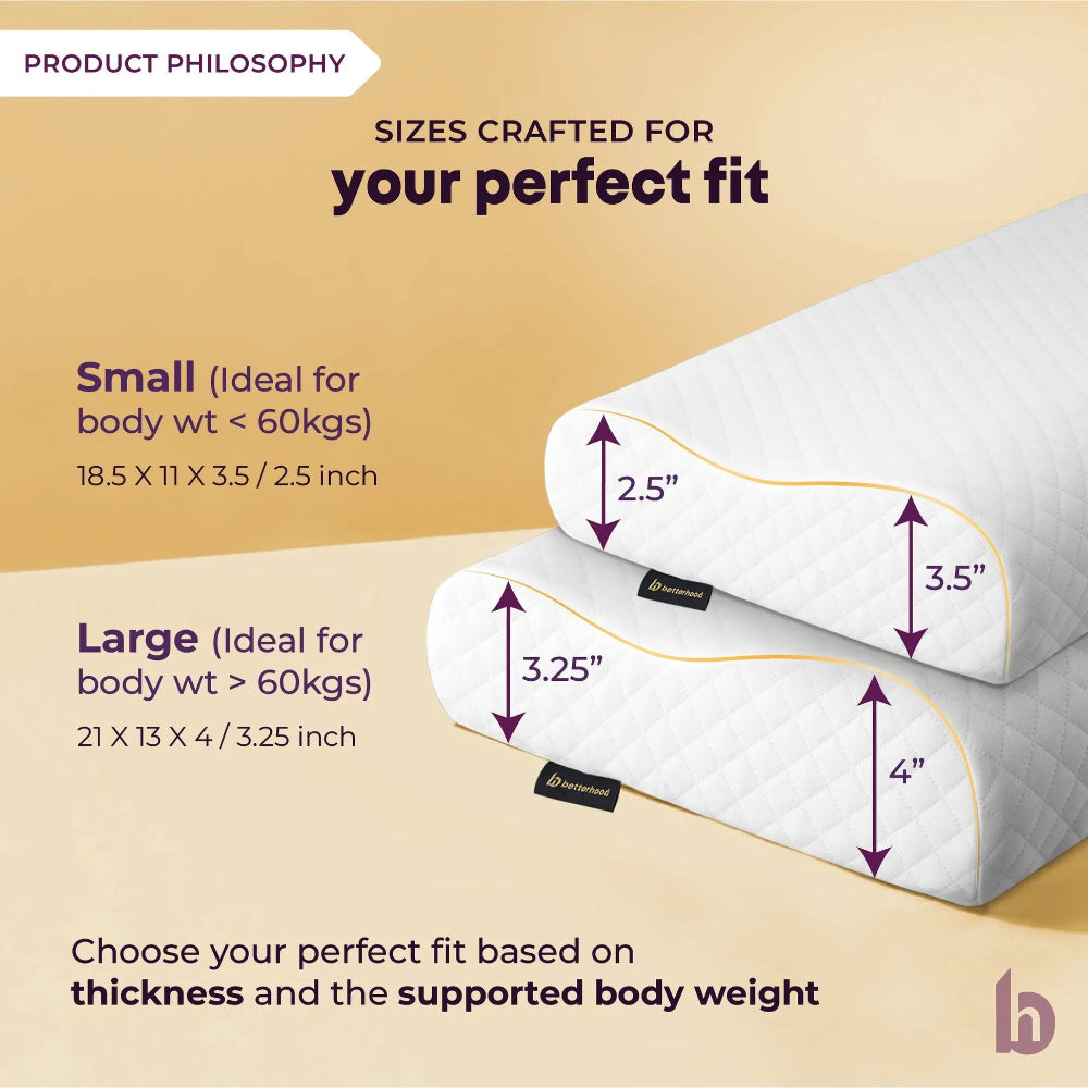 Betterhood Cervical Pillow for Posture, Ergonomic Memory Foam Dual Height Design