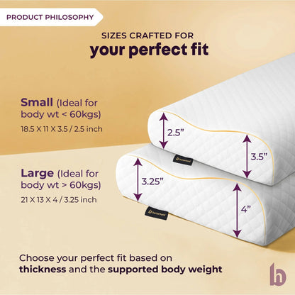 Betterhood Cervical Pillow for Posture, Ergonomic Memory Foam Dual Height Design