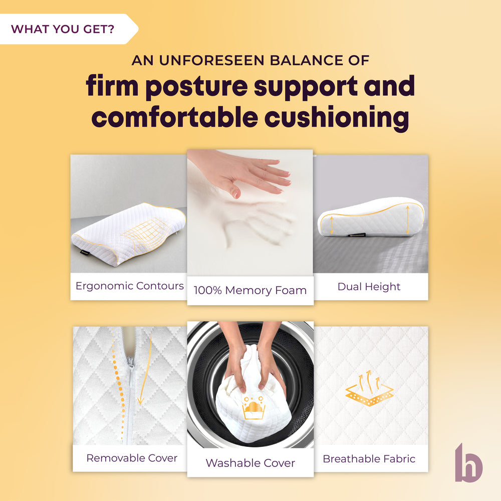 Betterhood Contour Memory Foam Pillow for Ergonomic Neck Support