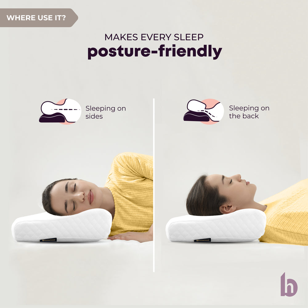 Betterhood Contour Memory Foam Pillow for Ergonomic Neck Support