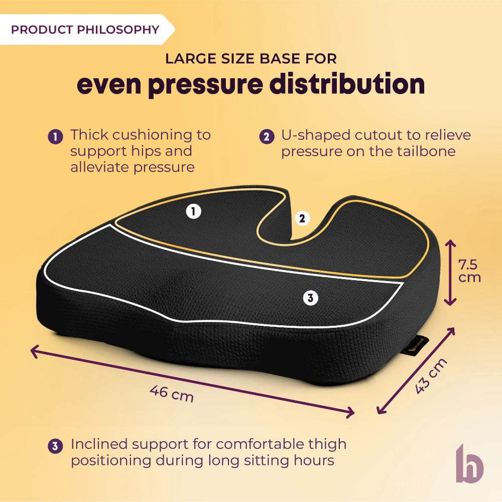 Betterhood Coccyx Memory Foam Chair Cushion for Seat, Ergonomic Design