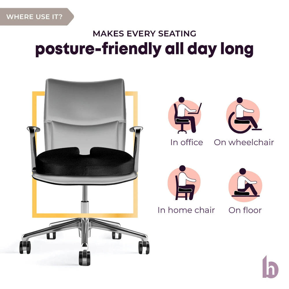 Betterhood Coccyx Memory Foam Chair Cushion for Seat, Ergonomic Design
