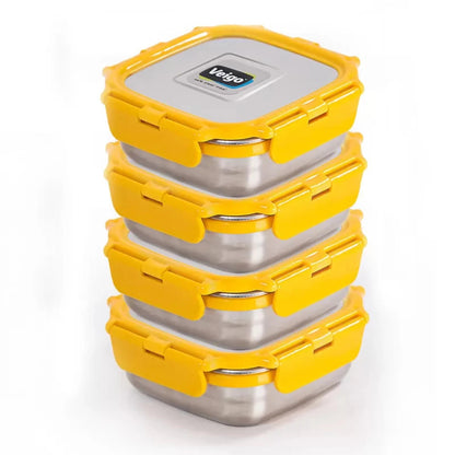Veigo LunchBoss Combo- Tower of 4 Stainless Steel Medium Lunch Boxes in an Insulated Lunch Bag