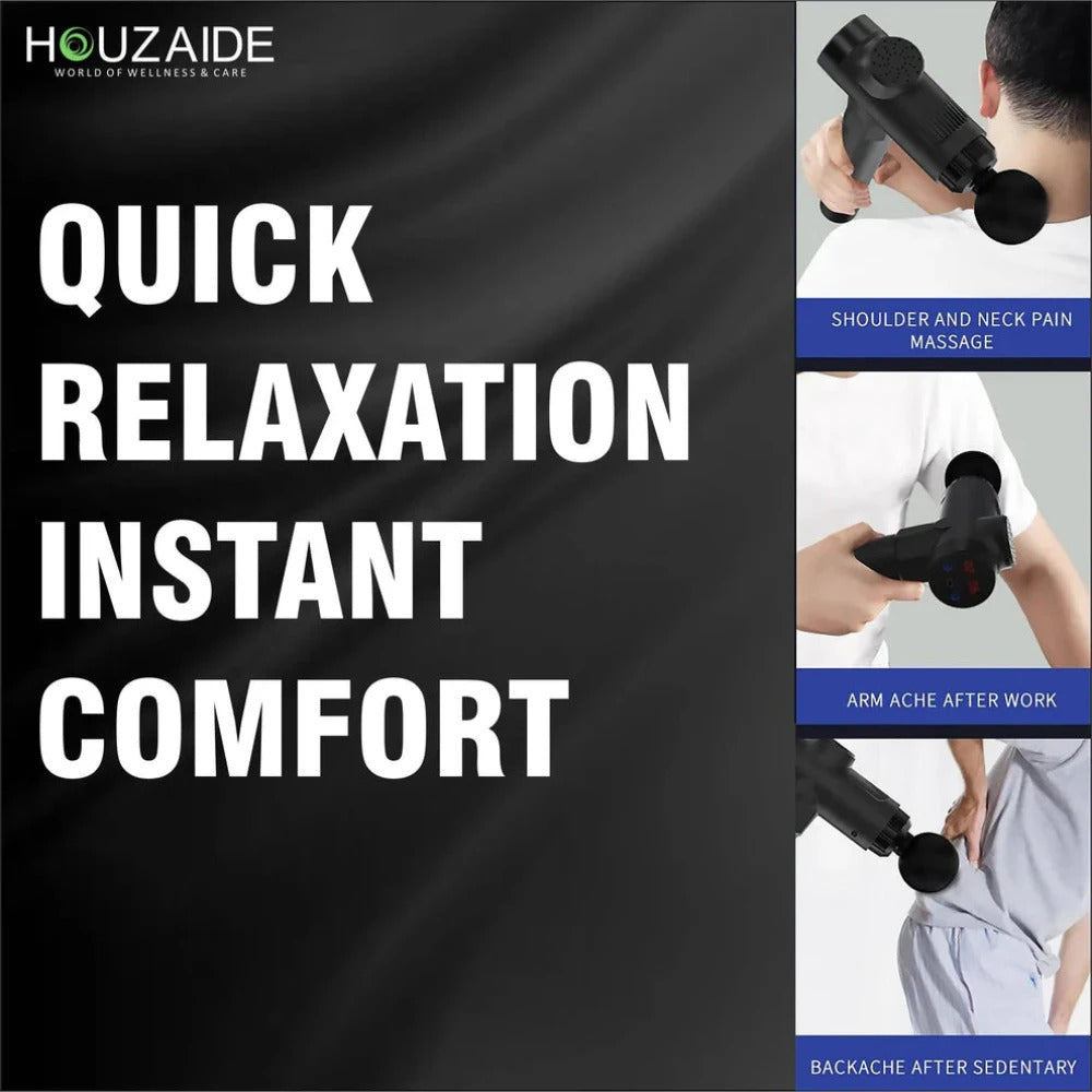 Houzaide Deep Tissue Percussion Massage Gun for Muscle Therapy, 99 Speeds, Includes 4 Massage Heads