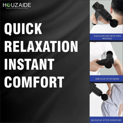 Houzaide Deep Tissue Percussion Massage Gun for Muscle Therapy, 99 Speeds, Includes 4 Massage Heads