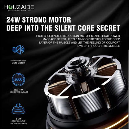 Houzaide Deep Tissue Percussion Massage Gun for Muscle Therapy, 99 Speeds, Includes 4 Massage Heads