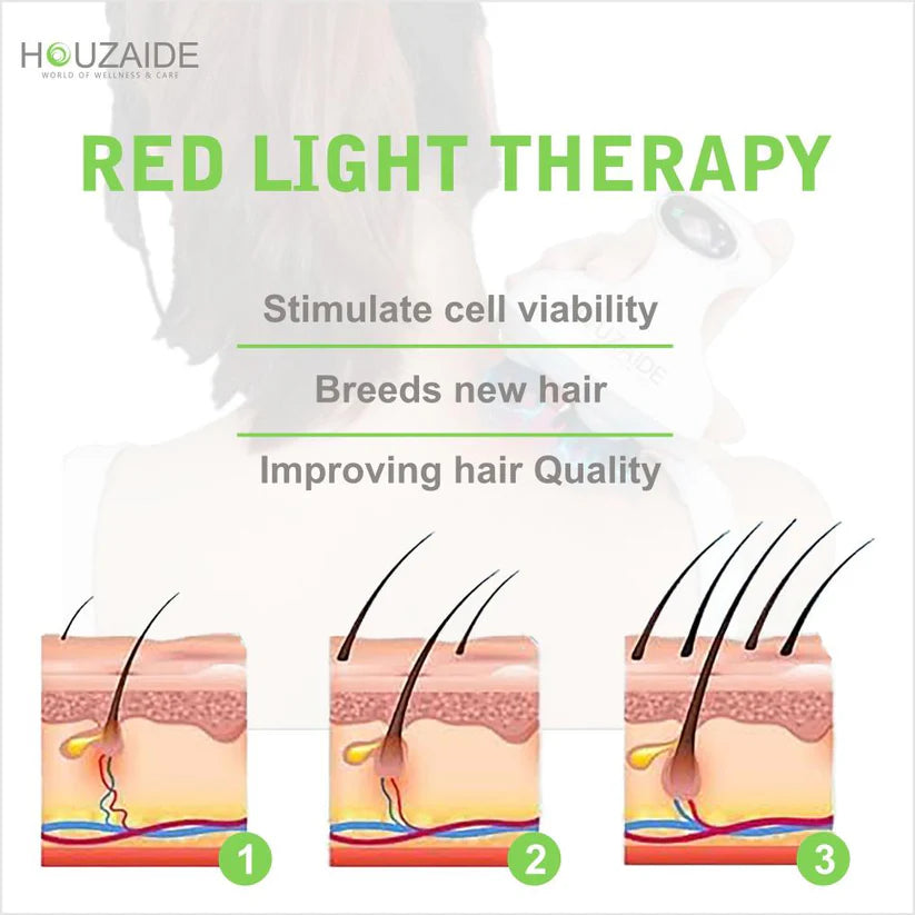 HOUZAIDE Waterproof Electric Head Massager Machine with Advanced EMS Red Light Therapy for Hair Growth, Dense Hair, Hair Fall Control and Deep Clean