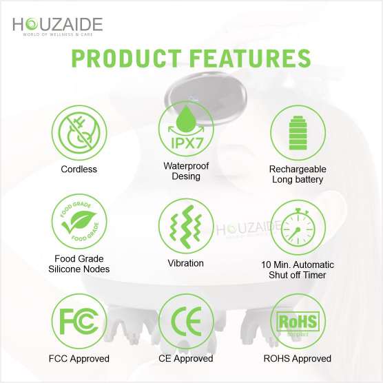 HOUZAIDE Electric Head Massager Vibration Machine for Hair Growth, Hair Fall Control, Face Cleaning