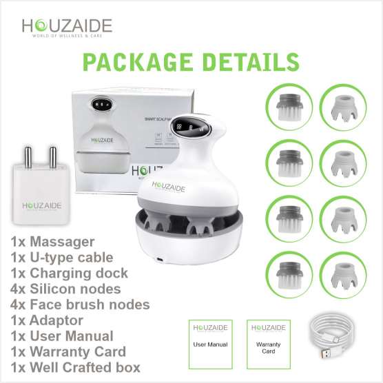 HOUZAIDE Electric Head Massager Vibration Machine for Hair Growth, Hair Fall Control, Face Cleaning