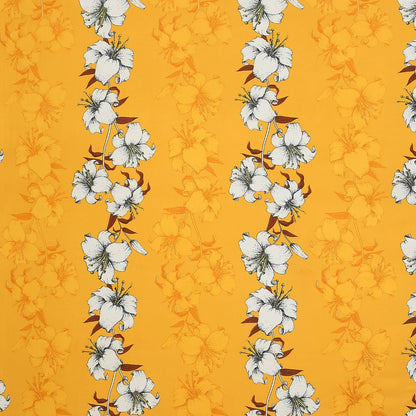 Morado Premium Glace Cotton Elastic Fitted Double Bedsheet with 2 Pillow Covers (72x78x8 Inches)- Mustard White Flower
