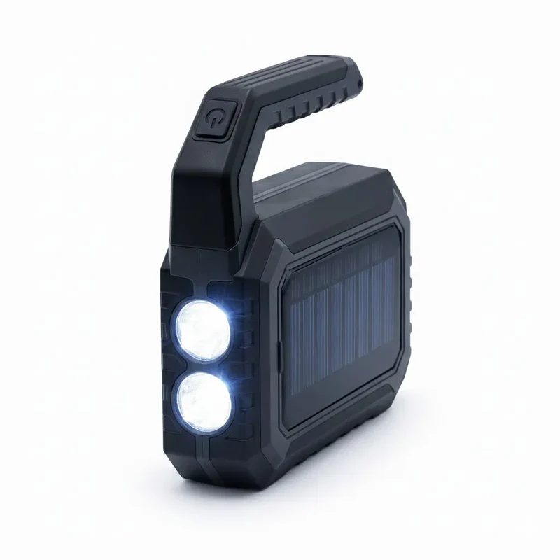 LA' FORTE FLIXX Solar Rechargeable Emergency Light with Mobile Charging Power Bank | USB-C Fast Charging | Multi-Mode White/Red/Blue Warning Light | IP65 Water Resistant Portable Backup Lamp