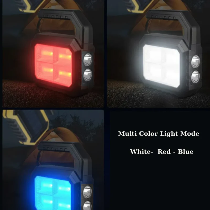 LA' FORTE FLIXX Solar Rechargeable Emergency Light with Mobile Charging Power Bank | USB-C Fast Charging | Multi-Mode White/Red/Blue Warning Light | IP65 Water Resistant Portable Backup Lamp