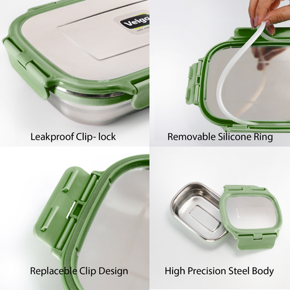 Veigo Jumbo Stainless Steel Lunch Box with Veg Box