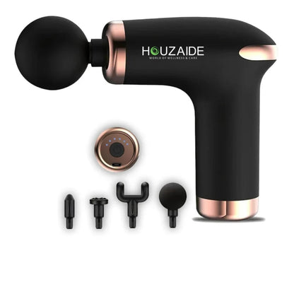 Houzaide Shakti Pro Deep Tissue Massage Gun, 6 Speed Levels, 12MM Amplitude, 4 Massage Heads, 3600 Percussions/Minute (HA811M)