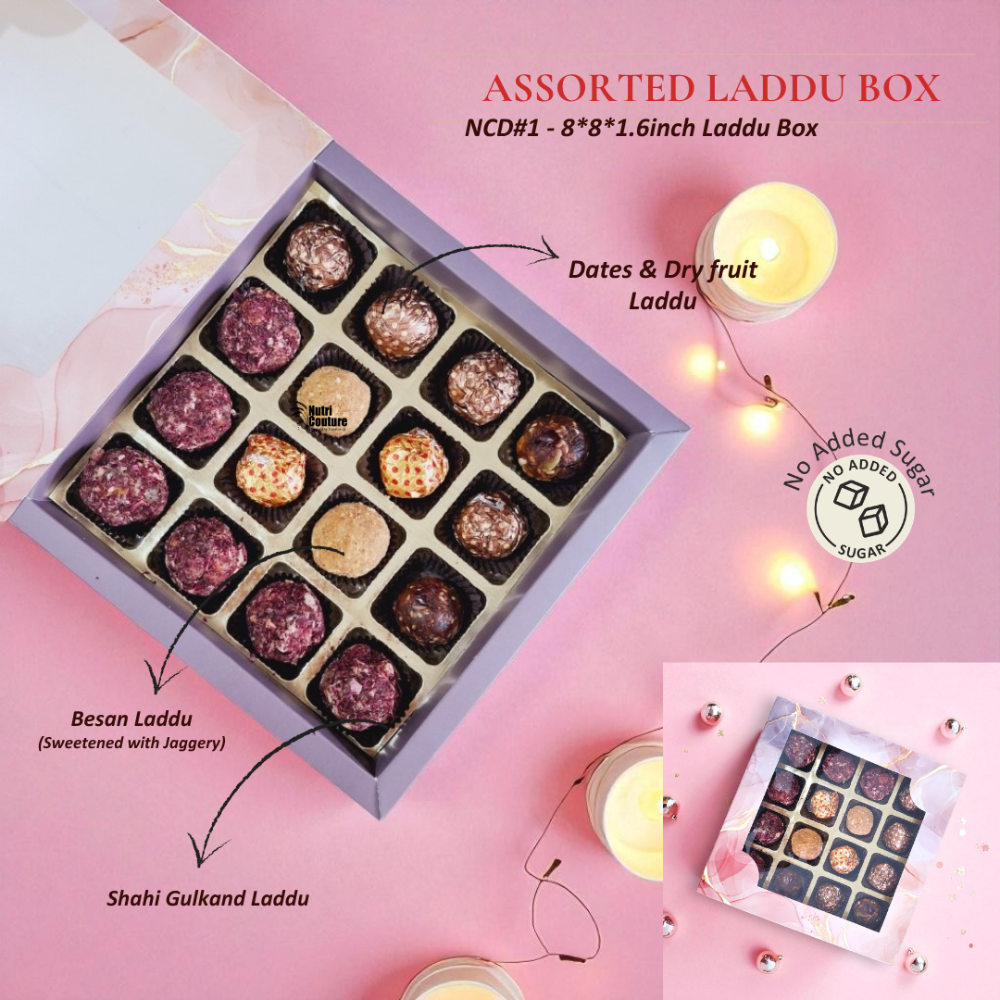 Nutri Couture Rakhi Hamper Box Green/ Pink Square Box - NCD#2