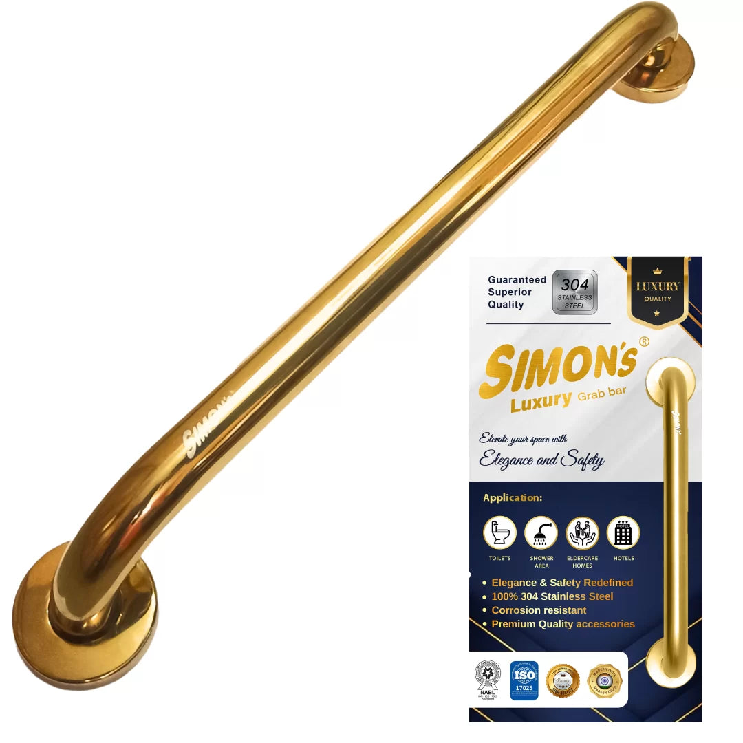 Simon’s Luxury 100% Stainless Steel 304 Heavy Duty Grab bar for Bathroom Handrailing and Safety Handle for Elderly – Gold Color