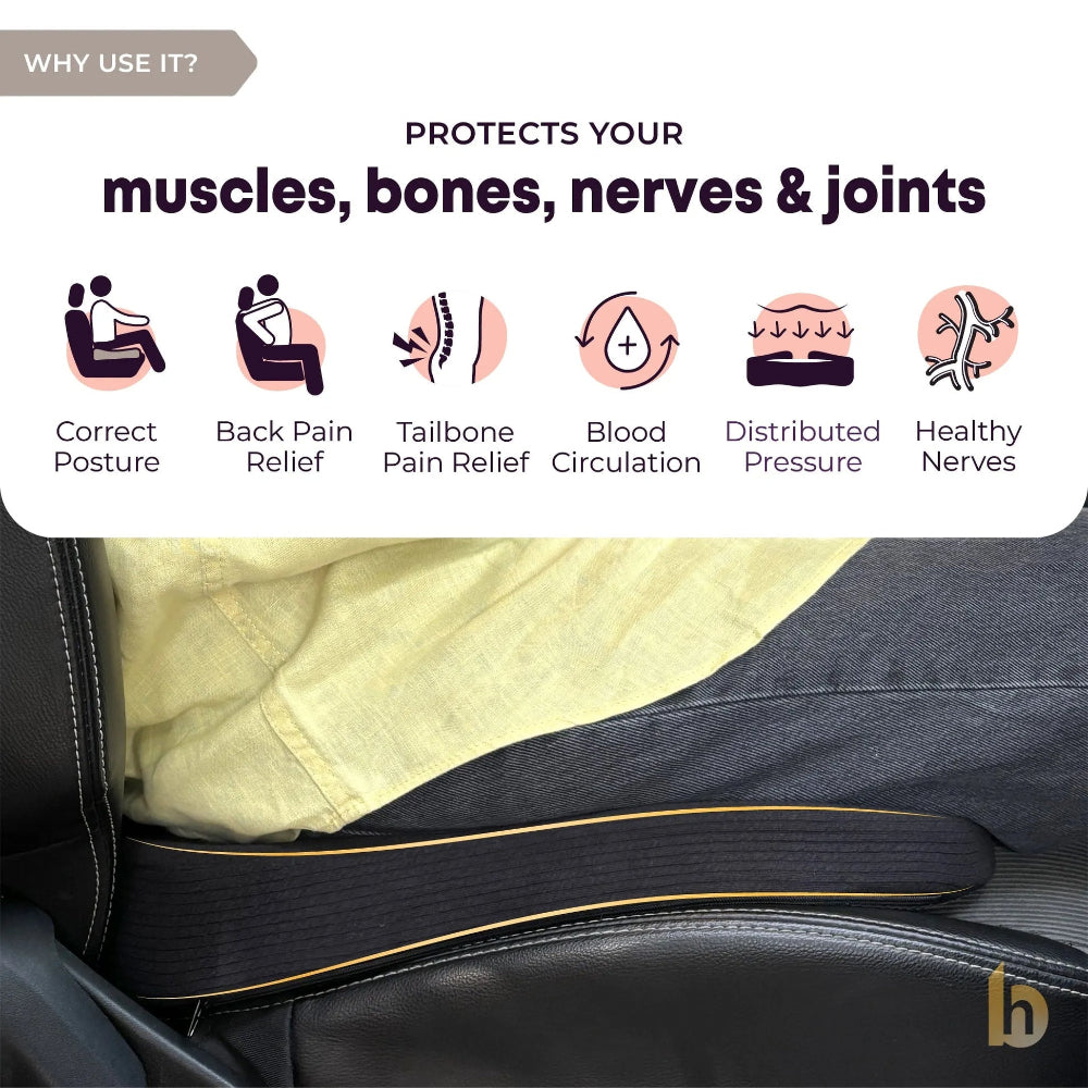 Betterhood Seat Cushion for Car - Ergonomic Memory Foam Coccyx Tailbone Support