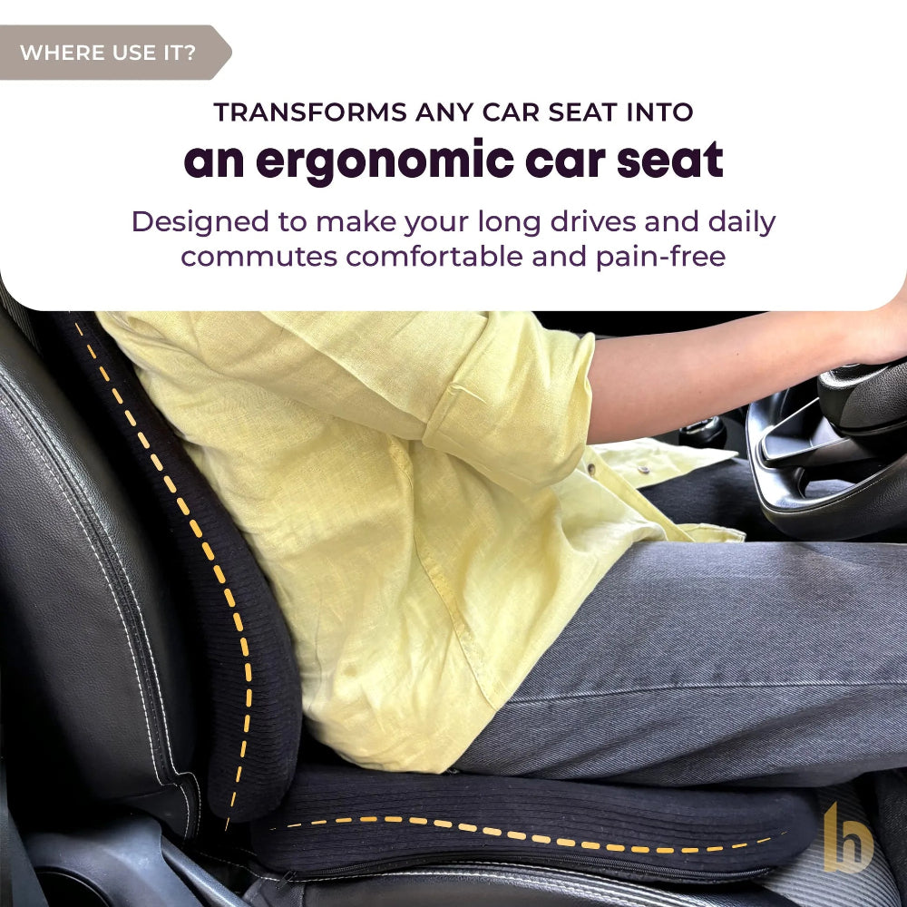Betterhood Seat Cushion for Car - Ergonomic Memory Foam Coccyx Tailbone Support