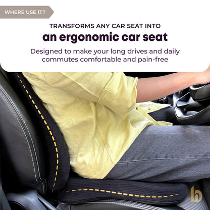 Betterhood Seat Cushion for Car - Ergonomic Memory Foam Coccyx Tailbone Support